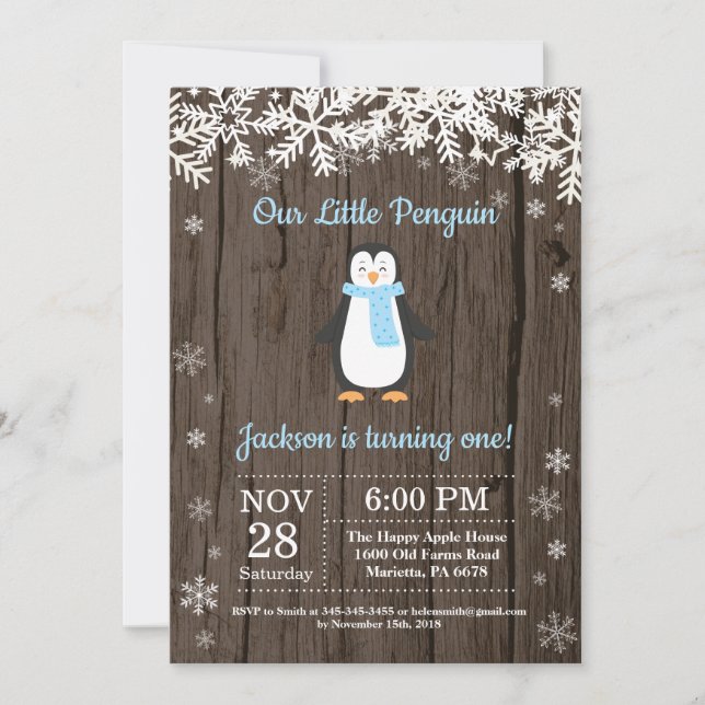 Invitación de cumpleaños de niño de invierno de pi (Anverso)