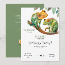 Invitación de cumpleaños de niño de lagarto lindo