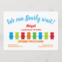 Invitación de cumpleaños de niño de oso de bebé de