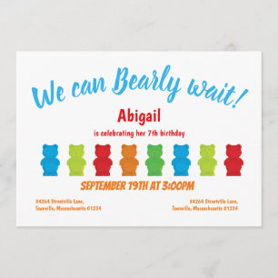 Invitación de cumpleaños de niño de oso de bebé de