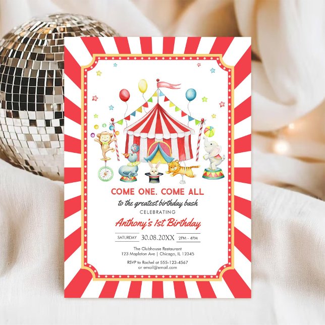 Invitación de cumpleaños de niño del circo Ven tod (Subido por el creador)