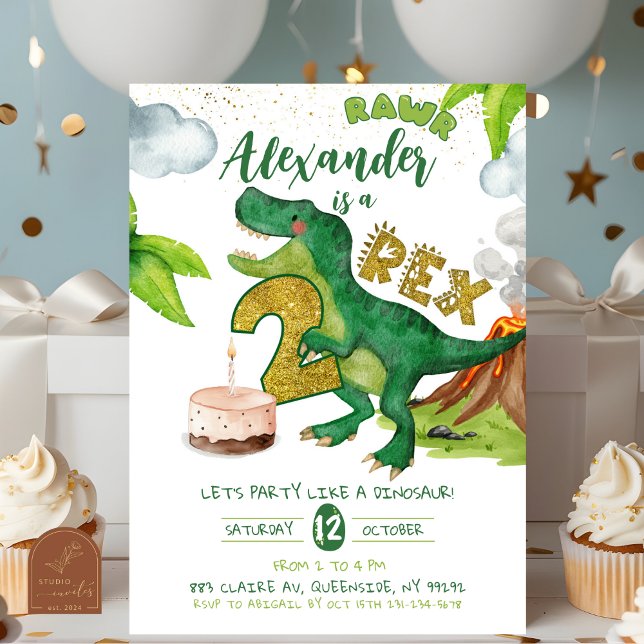 Invitación de cumpleaños de Niño Dinosaurio 2-rex (Subido por el creador)