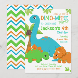 Invitación de cumpleaños de niño dinosaurio / Fies