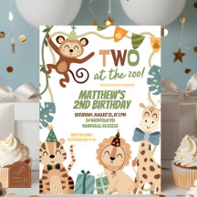 invitación de cumpleaños de niño en el zoológico D