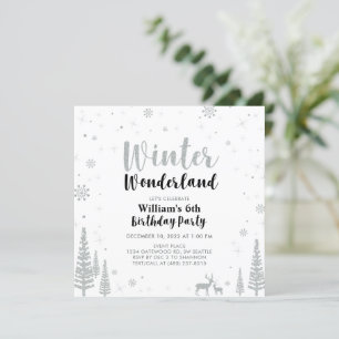 Invitación de cumpleaños de niño en invierno mágic