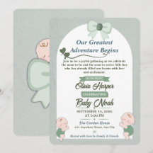 Invitación de Cumpleaños de Niño en Verde Salvia