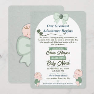 Invitación de Cumpleaños de Niño en Verde Salvia