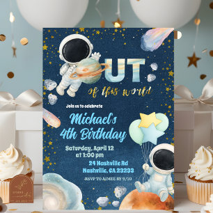 Invitación de cumpleaños de niño espacial