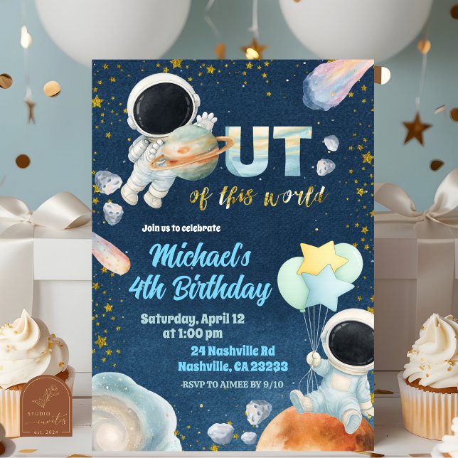 Invitación de cumpleaños de niño espacial (Subido por el creador)