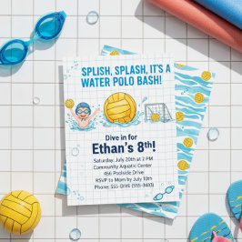 Invitación de Cumpleaños de Niño Fiesta en Piscina
