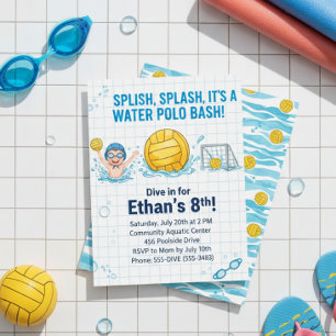 Invitación de Cumpleaños de Niño Fiesta en Piscina