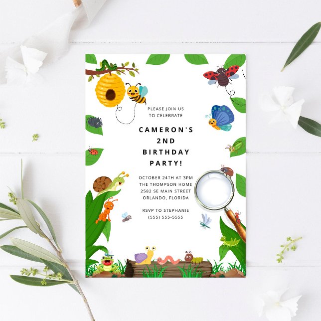 Invitación de cumpleaños de niño insecto bicho (Subido por el creador)