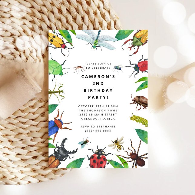 Invitación de cumpleaños de niño insecto bicho (Subido por el creador)