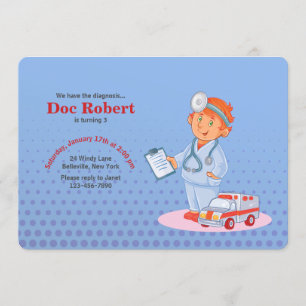 Invitación de cumpleaños de niño médico