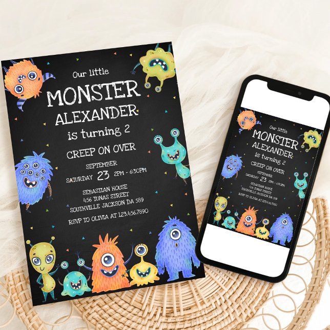 Invitación de cumpleaños de Niño Monstruo (Subido por el creador)