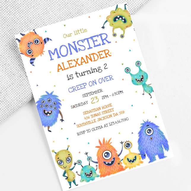 Invitación de cumpleaños de Niño Monstruo (Subido por el creador)