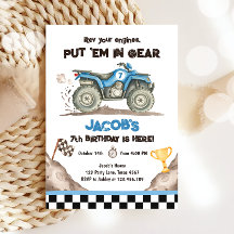 Invitación de cumpleaños de niño para carreras de