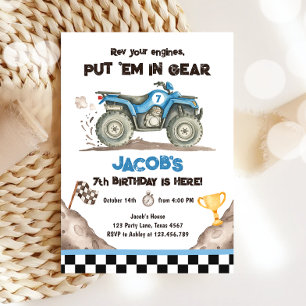 Invitación de cumpleaños de niño para carreras de 