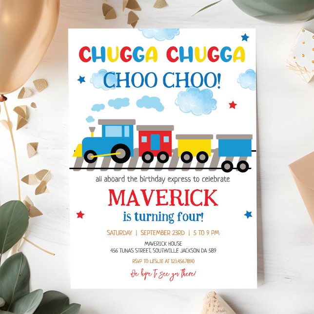 Invitación de cumpleaños de niño para fiesta de tr (Subido por el creador)