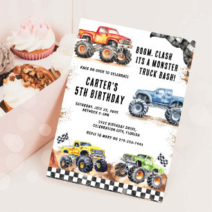 Invitación de cumpleaños de niño para Monster Truc