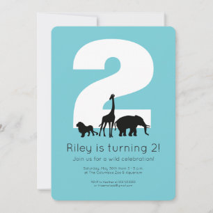 Invitación de cumpleaños de niño pequeño azul verd
