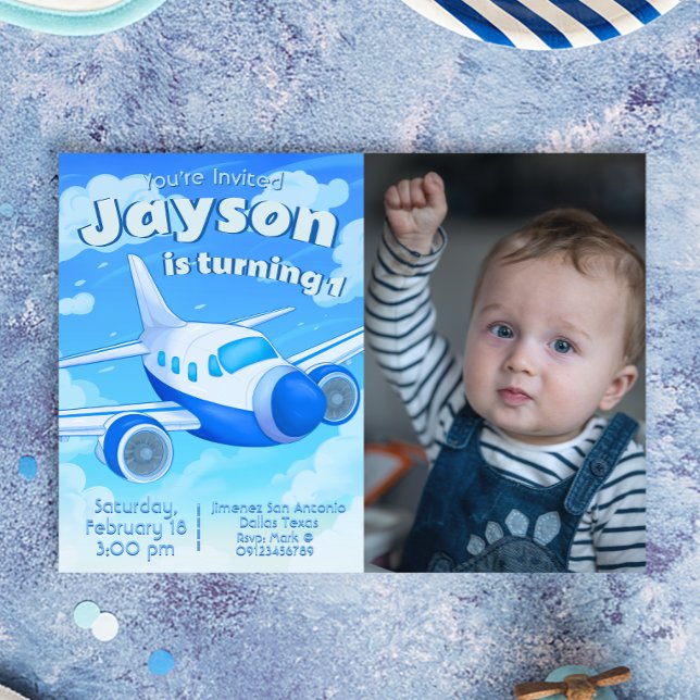 Invitación de cumpleaños de niño piloto de avión (Subido por el creador)