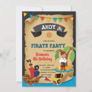 Invitación de cumpleaños de niño pirata