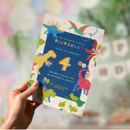 Invitación de cumpleaños de niño 'Ruge estoy cuatr