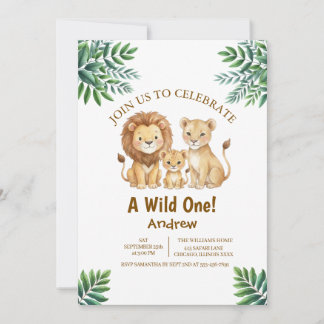 Invitación de cumpleaños de niño safari Wild One