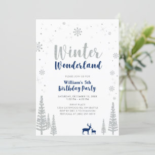 Invitación de cumpleaños de niño Silver & Navy Win