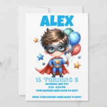 Invitación de cumpleaños de Niño Superhéroe | Edit