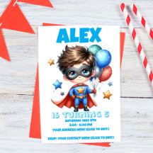 Invitación de cumpleaños de Niño Superhéroe | Edit