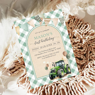 Invitación de cumpleaños de niño Tractor Granjero