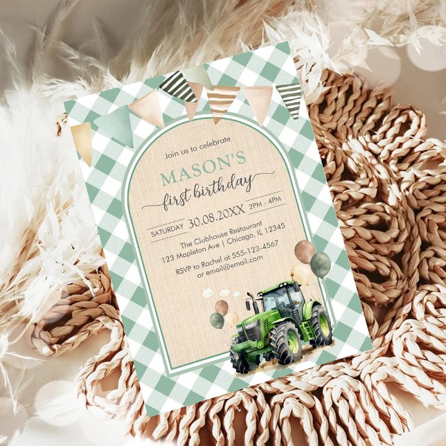 Invitación de cumpleaños de niño Tractor Granjero  (Subido por el creador)