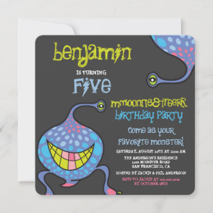 Invitación de cumpleaños de niños alienígenas mons