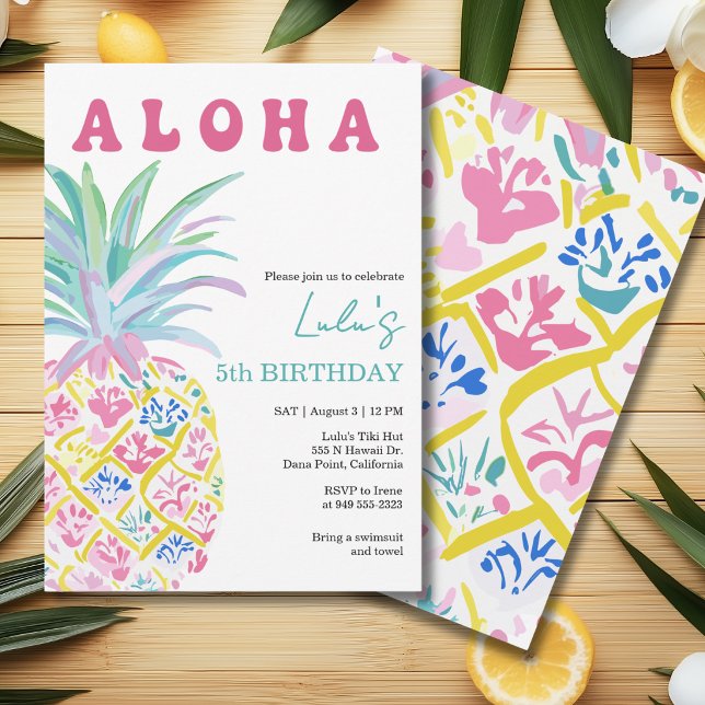Invitación de cumpleaños de niños Aloha Luau (Subido por el creador)