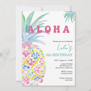 Invitación de cumpleaños de niños Aloha Luau