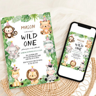 Invitación de cumpleaños de niños Animales Safari 