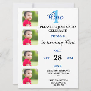 Invitación de cumpleaños de niños con 4 imágenes