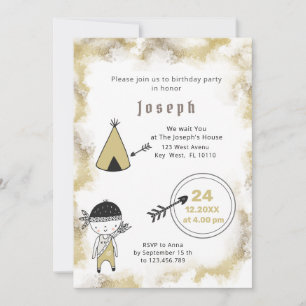 Invitación de cumpleaños de niños con acuarela grá