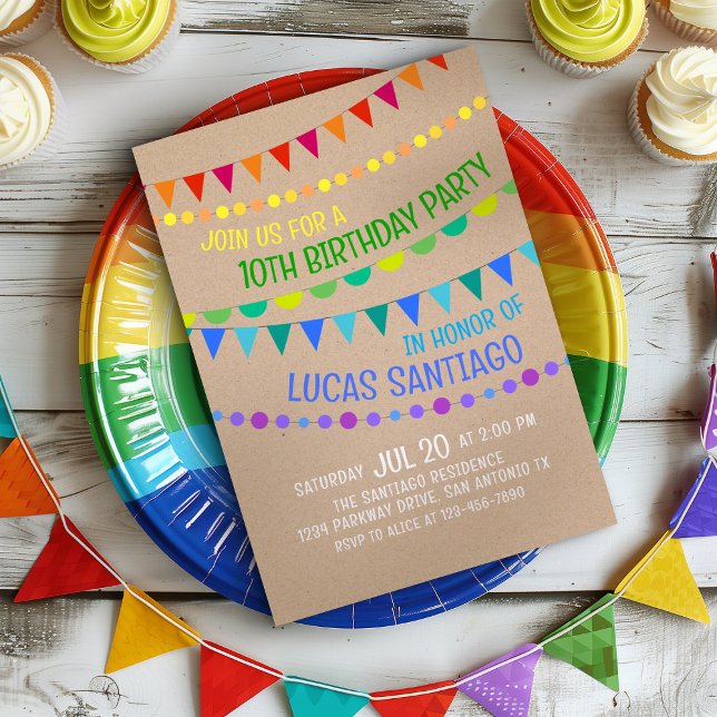 Invitación de cumpleaños de niños con arco iris di (Subido por el creador)