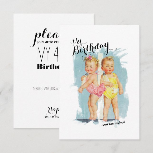 Invitación de cumpleaños de niños con característi (Anverso / Reverso)