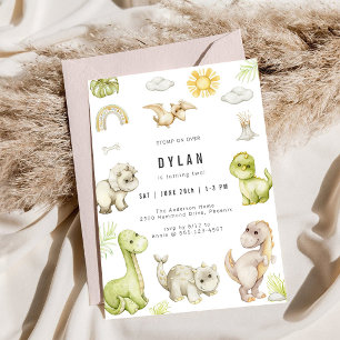 Invitación de cumpleaños de niños con dinosaurios