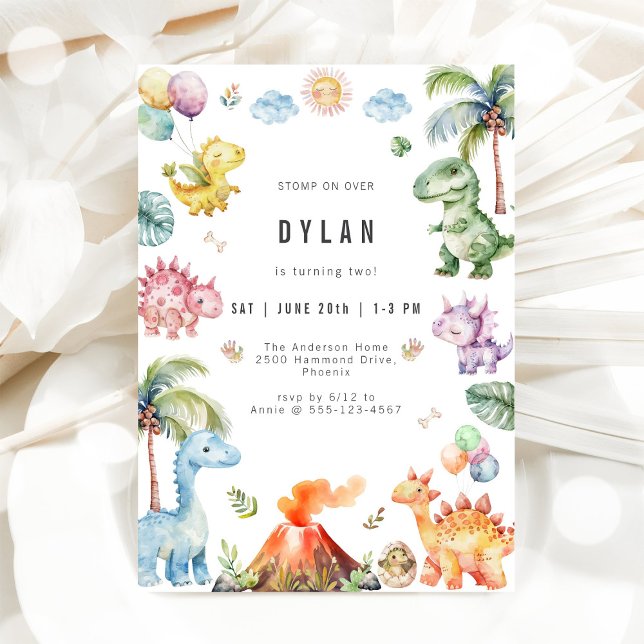 Invitación de cumpleaños de niños con dinosaurios (Subido por el creador)