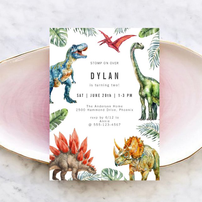 Invitación de cumpleaños de niños con dinosaurios (Subido por el creador)