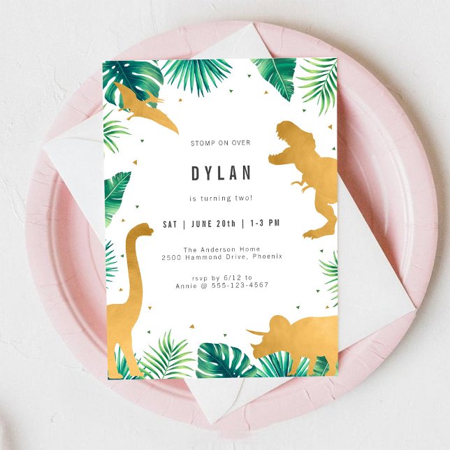 Invitación de cumpleaños de niños con dinosaurios (Subido por el creador)