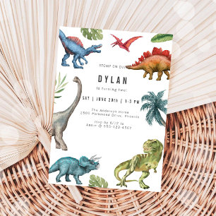 Invitación de cumpleaños de niños con dinosaurios