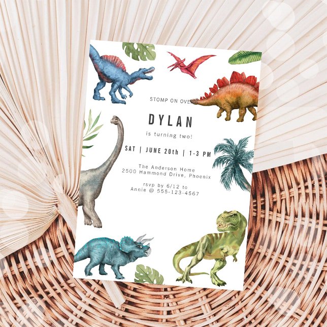 Invitación de cumpleaños de niños con dinosaurios (Subido por el creador)