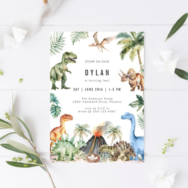 Invitación de cumpleaños de niños con dinosaurios (Subido por el creador)
