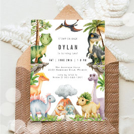 Invitación de cumpleaños de niños con dinosaurios